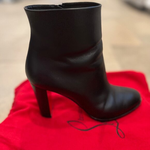 Women's Christian Louboutin Adox 85 Leather Ankle High Heeled Boot in Black 41 - Picture 5 of 8